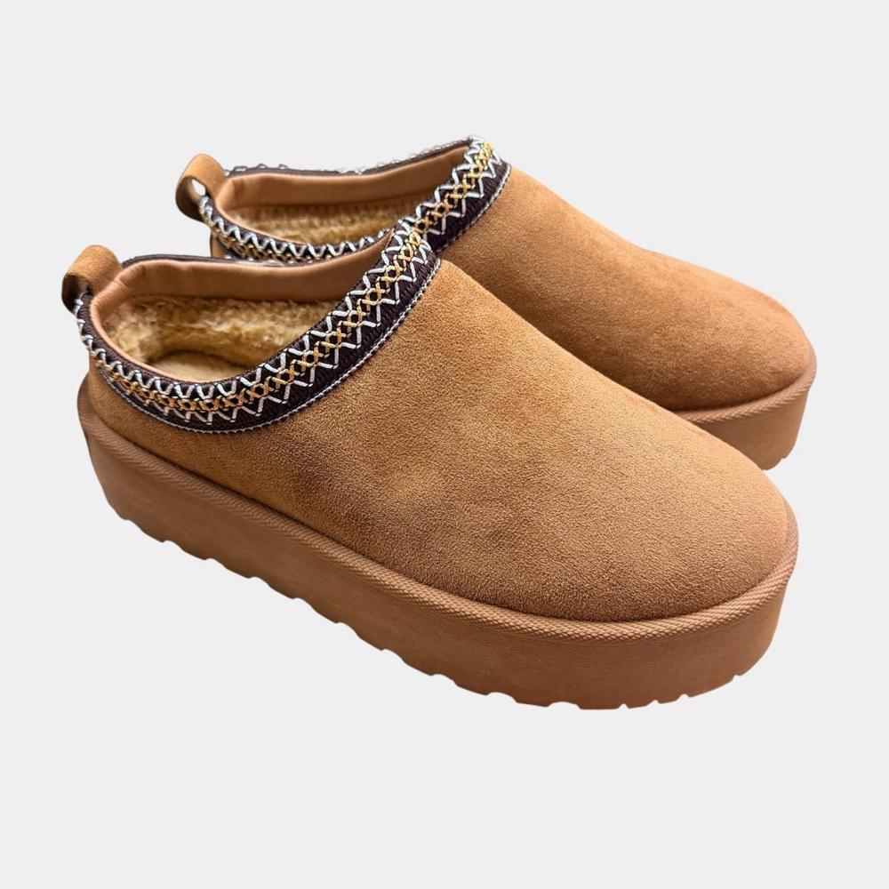Olivia & Kate Clog Shoes Womens 10 Brown Faux Suede Lined Slip On